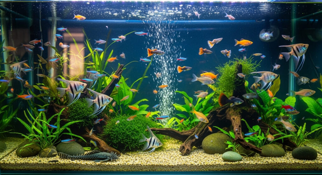 水槽の中に魚がいます