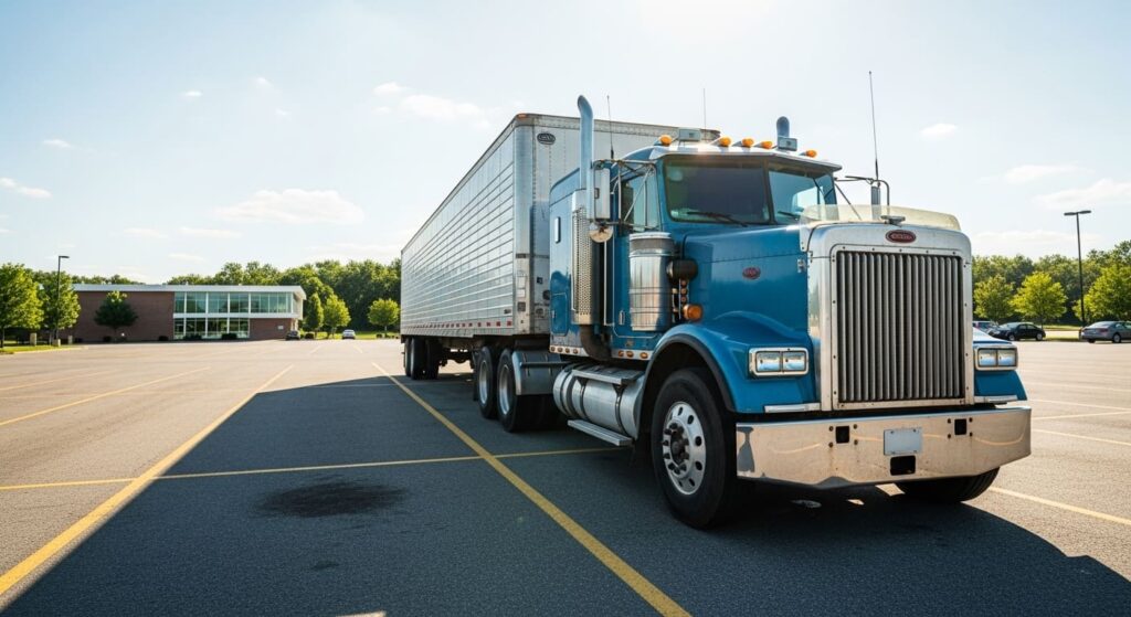 駐車場にトラックがあります