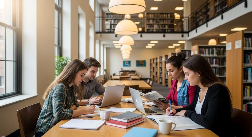 図書館で友達と勉強した