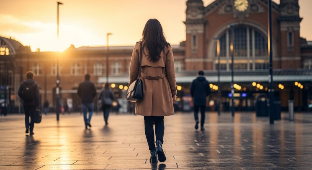 これから駅に行くところだ