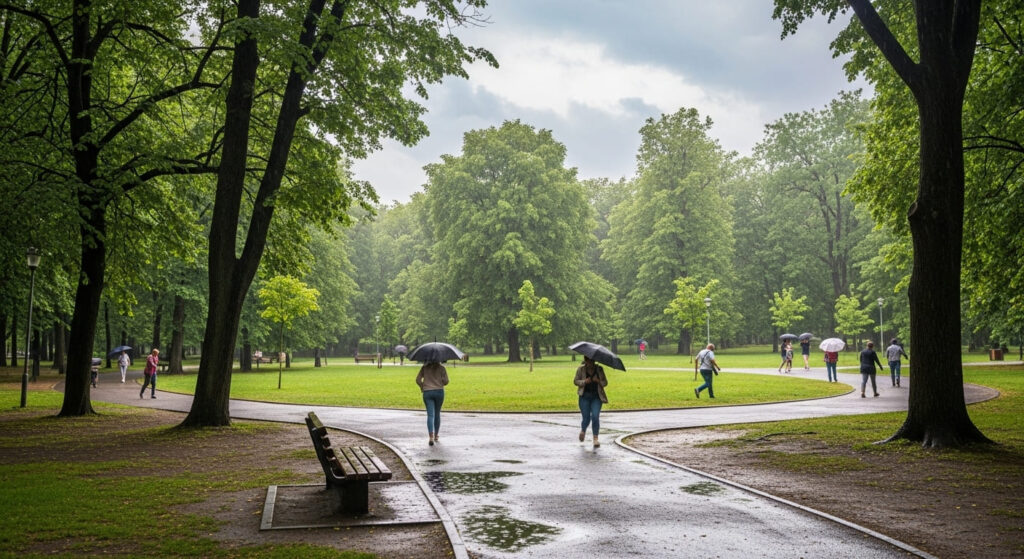 とうとう雨が降り出した