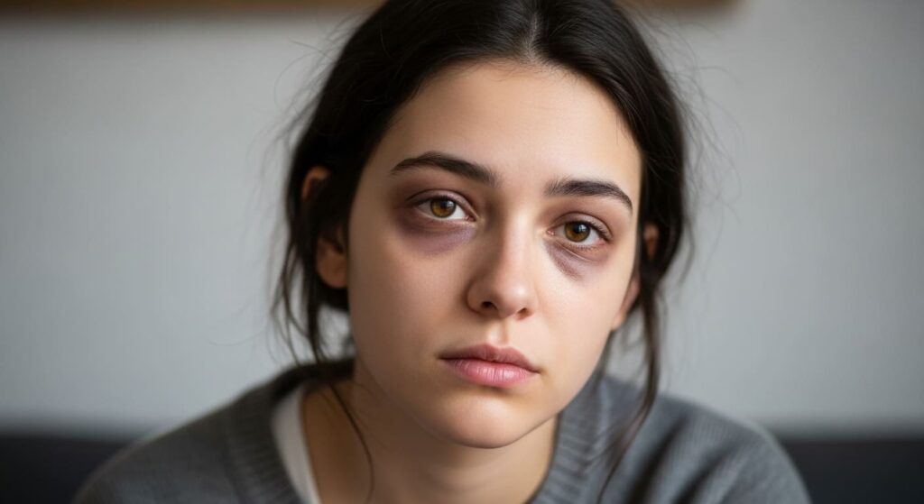 目の下にクマがあって、だいぶ疲れているようだ