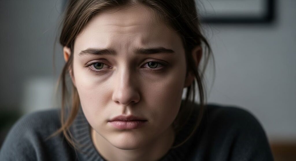 表情が少し暗くて、疲れているみたいだ