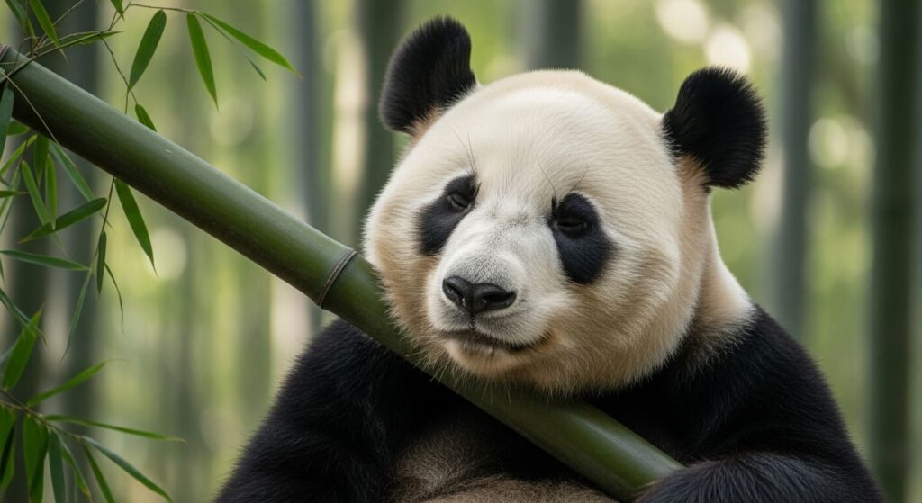 目を半分閉じて、なんだか眠そうだ