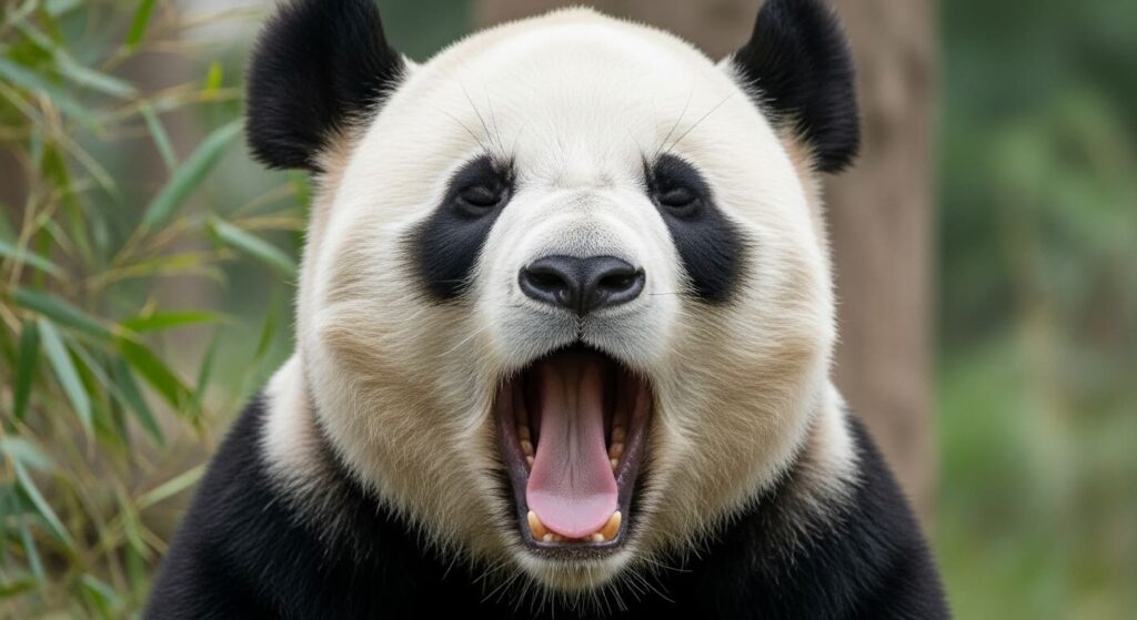 あくびをしていて、眠いみたいだ