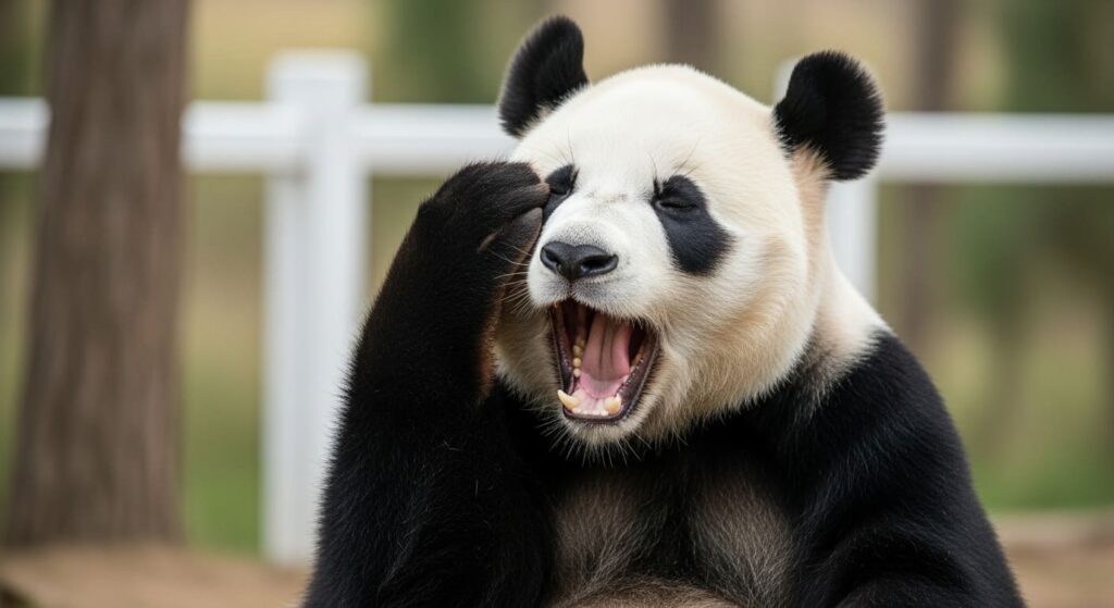 目をこすって、眠いっぽい